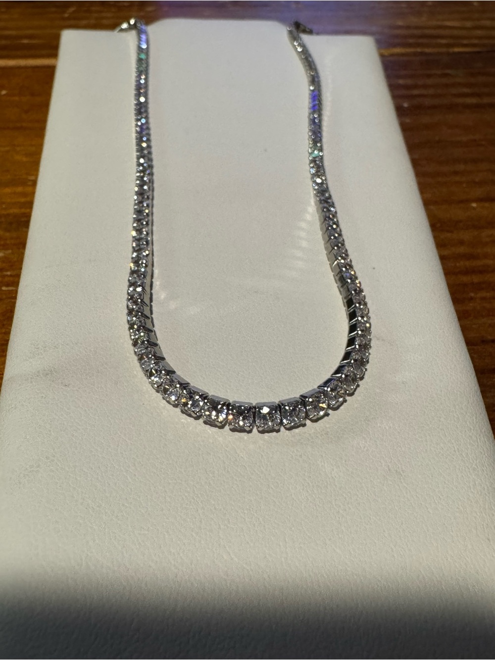 Classic Silver Tennis Necklace with Clear Stones